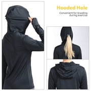CAMEL Womens Sun Protection Clothing UPF 50+ Lightweight Womens Activewear Long Sleeve Rash Guard Shirts Breathable Sunscreen Hoodie Workout Tops Outdoor Hiking Black