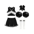 thumbnail image 3 of ZDHoor Girls 2Pcs Cheers Outfit Cheer Leading Set Crop Top with Skirt Dancewear A White&Black-E 8, 3 of 5