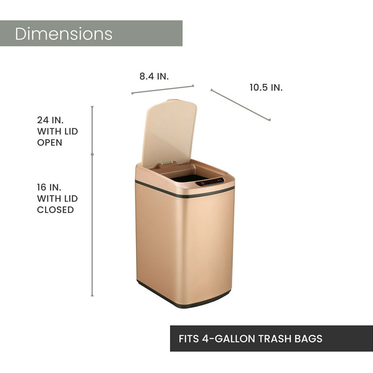 Hanover Trash Can with Sensor Lid, 12-Liter - Rose Gold