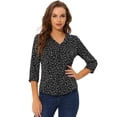 thumbnail image 1 of Blusa de oficina vintage Allegra K con botones de manga 3/4 y lunares Negro XS, 1 of 4