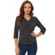 thumbnail image 1 of Blusa de oficina vintage Allegra K con botones de manga 3/4 y lunares Negro XS, 1 of 4