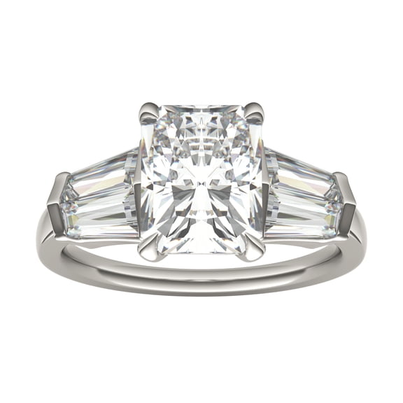 Charles & Colvard 14K White Gold Moissanite 9x7mm Radiant Engagement Ring-Size 6 3.86cttw DEW