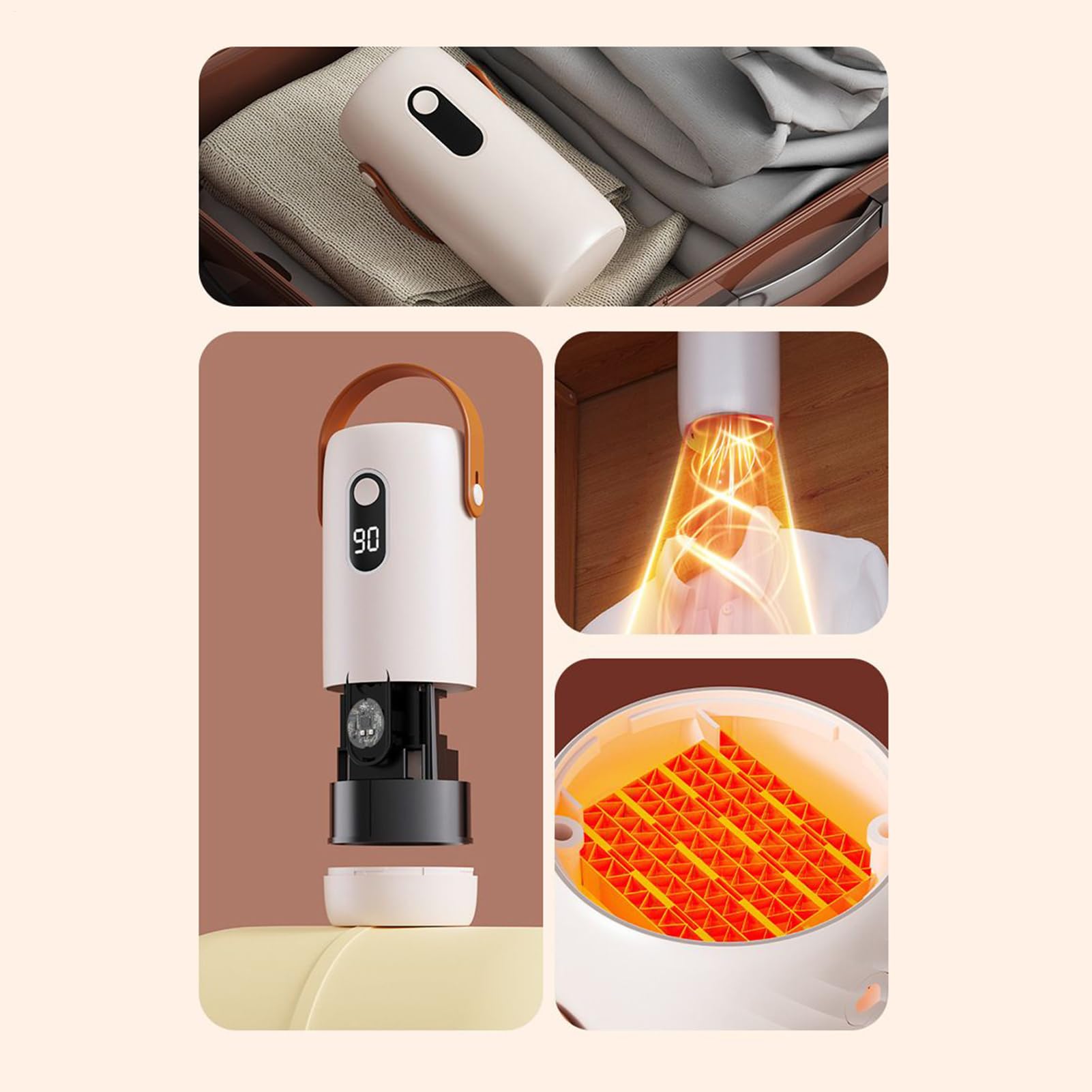 Portable Clothes Dryer - Fast Drying Automatic Shirt Ironing Machine for Quick Removal, Compact Hot Air Function with Hands Free Ironing, Garment Press for Home, 10.5x7.5 cm