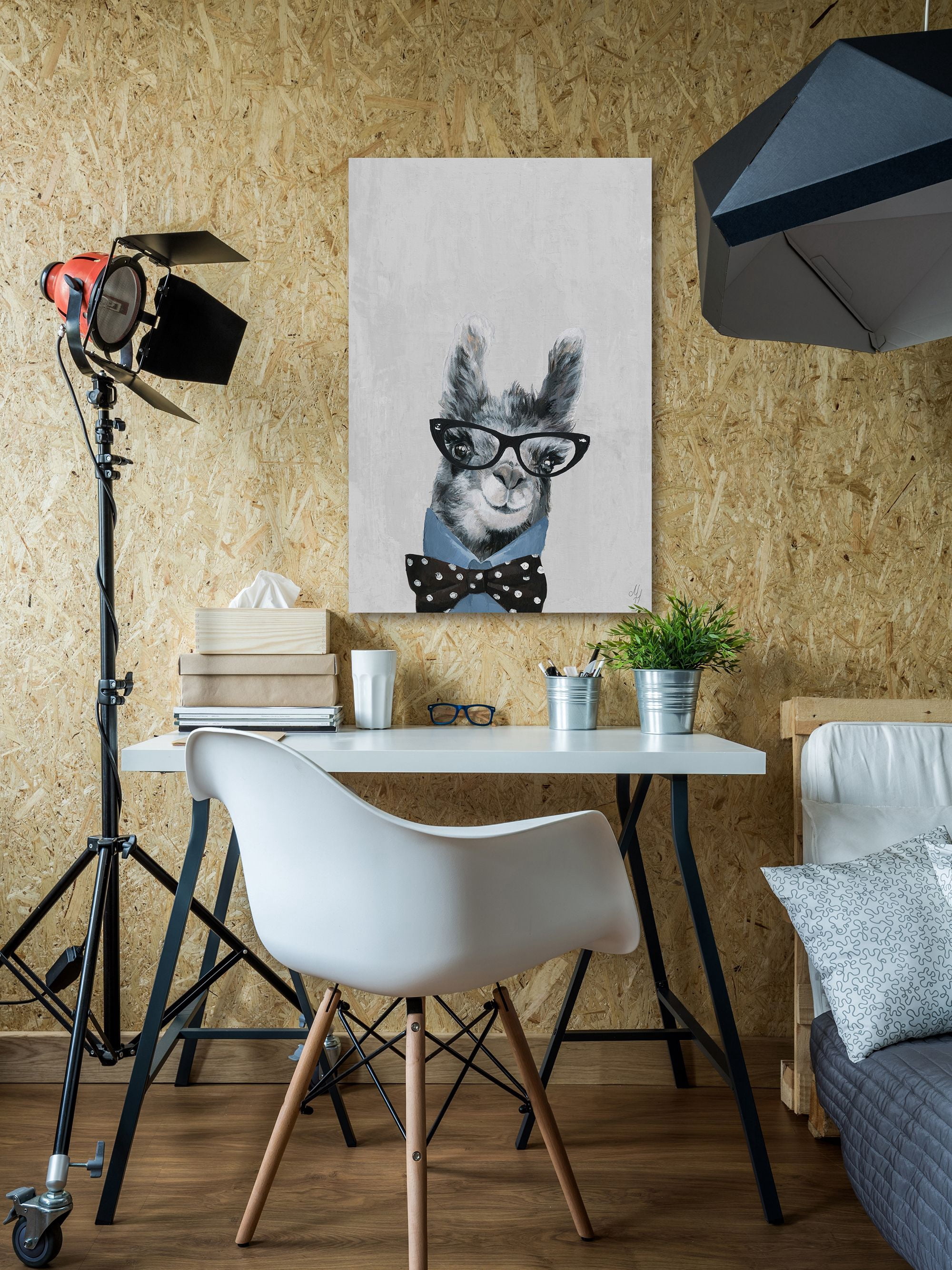 Marmont Hill Llama with a Bow III Canvas Wall Art