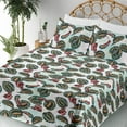 thumbnail image 3 of Ambesonne Tropical Fitted & Flat Sheet with Shams 4 Pcs Set, Exotic Maranta Leaves Art, King, Teal Mint Green and Raspberry, 3 of 5