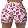 thumbnail image 2 of Haiem Tulips Flowers No Front Seam Biker Shorts for Women Yoga Workout Gym Bike Shorts with Tummy Control Moisture-Wicking-Large, 2 of 9