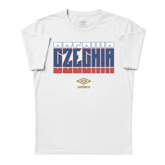 Umbro Men's Czechia Stacked Soccer T Shirt (White, S-XXXL)