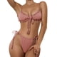 thumbnail image 4 of Txlixc Conjunto de traje de baño dividido para mujer, bikini con volantes+bragas con cordones+cobertores de malla Txlixc Moda, 4 of 8