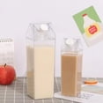 thumbnail image 3 of Milk Carton Water Bottle, 17oz Clear Acrylic Square Portable Juice Cup, Leak-Proof Reusable BPA-Free Plastic Bottle for Outdoor Travel, Gym, and School, 3 of 3