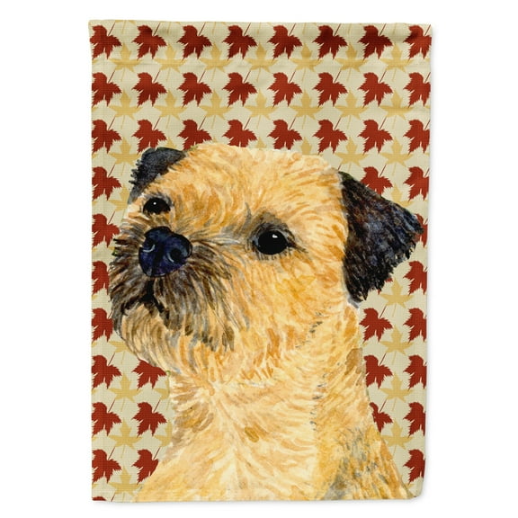 Carolines Treasures LH9098-FLAG-PARENT Border Terrier Fall Leaves Portrait Flag  multicolor