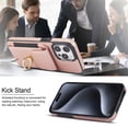 thumbnail image 4 of For iPhone 15 Pro Wallet Case with Card Holder, 360°Rotation Ring Holder Kickstand, 4 Card Slots PU Leather Case, RFID Blocking Magnetic Clasp Protective Cover,Rosegold, 4 of 16
