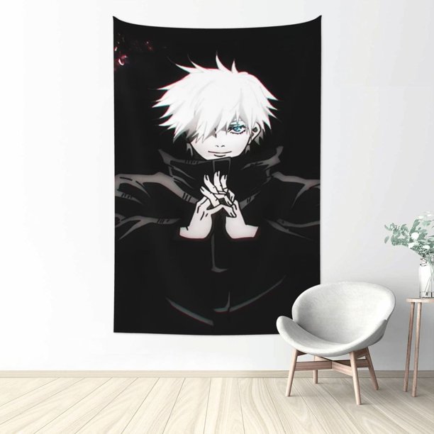 Tapiz de Gojo Satoru para dormitorio, estampado artístico para colgar en la pared, póster estético, decoración de fondo, tapices para sala de estar, dormitorio, regalo para fanáticos, 90 x 60 pulgadas