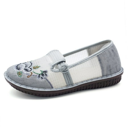 

Old Beijing Cloth Shoes Women‘s Shoes Summer Shoe Flat Bottom Low-top Embroidered Shoes Mesh Breathable Casual Shoes for Middle-aged Mothers