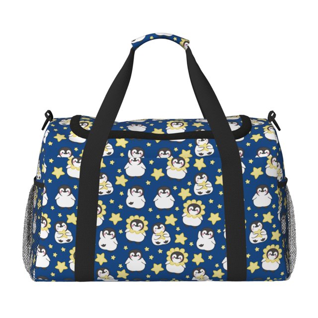 Balery Star Penguin Bolsa de Gimnasio para Mujeres, Bolsa de Viaje con Bolsillo Húmedo, Bolsa de Fin de Semana para Mujeres, Bolsa de Viaje Resistente al Agua