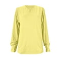 thumbnail image 3 of Krdevn Mens Shirts - Men Spring Spring &Winter Casual V Neck Solid Long Sleeve Tee Shirt Top Blouse,Mens Fall Shirts,Color:Yellow,Size:XL, 3 of 4