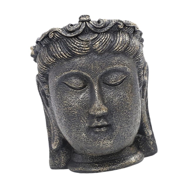 Maceta de resina con cabeza de Buda, maceta decorativa, regalo, escultura de Buda, flor Estilo B