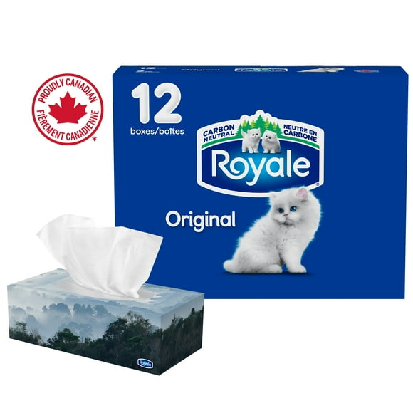 Royale Original, 2 Ply Facial Tissue, 12 Flat Boxes, 126 Tissues per Box