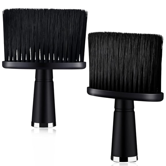LQQBOX 2 Pcs Black Soft Brushes - Neck Duster for Hair Styling, Cutting and Face Cleaning for Barbers and Home Use