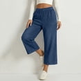 thumbnail image 2 of ADSSDQ Capri Jeans for Women Wide Leg Jeans Woman Stretchy Pull On Jeans High Waist Denim Jean Capris Pant with Pocket Dark Blue XL, 2 of 8