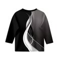 thumbnail image 4 of CCRFTGI Girls 3/4 Sleeve Shirts Trendy Black Shirts Size 14-16 Cute Girls Tops Shirt Kids Crew Neck Ribbed Knit Tshirt Plain Tween Girls Graphic Print Clothes Black 14-16 Years, 4 of 4