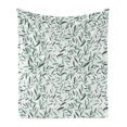 thumbnail image 1 of Sage Soft Flannel Fleece Blanket, Pattern with Leaves Environment Nature Simplicity Summer Spring Plants Garden, Cozy Plush for Indoor and Outdoor Use, 50" x 60", Reseda Green White, by Ambesonne, 1 of 6