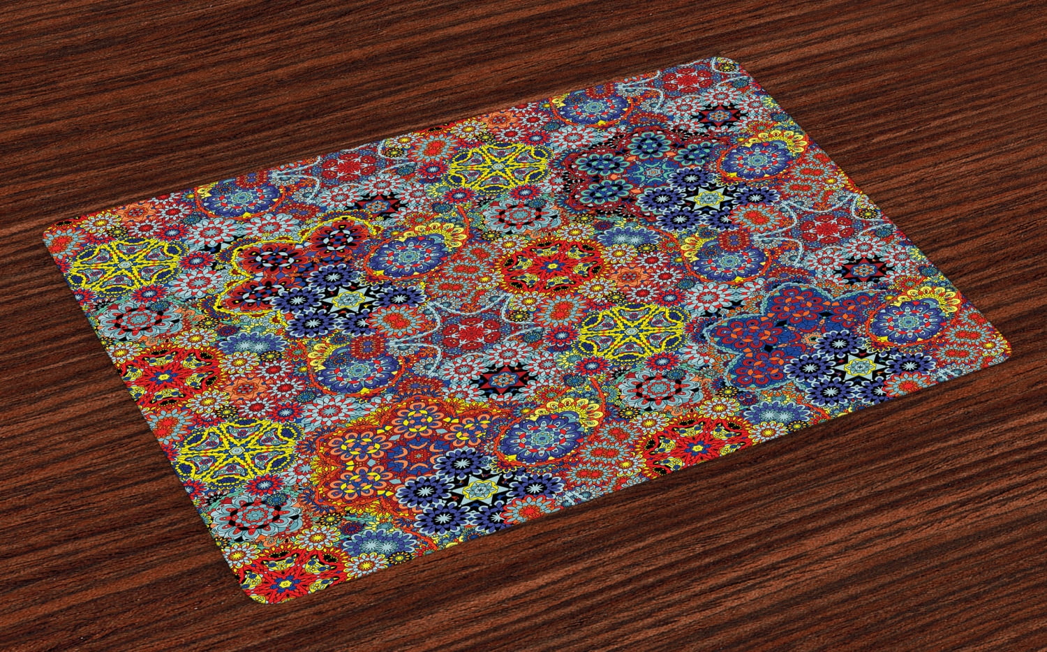 Batik Placemats Set of 4 Vintage Combined Nested Paisley Motif Oriental