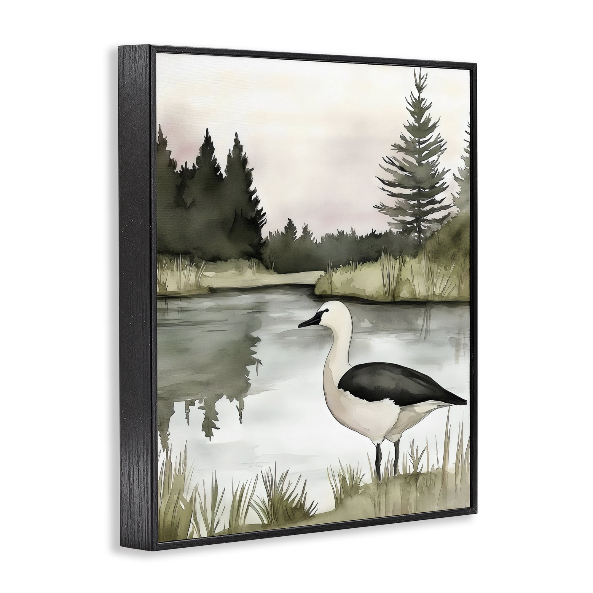 Stupell Industries Springtime Serenity Duck Black Framed Giclee Art, design by Riley B