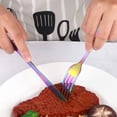 thumbnail image 3 of Juego de cubiertos de arcoíris para 16, 18 y 10 utensilios de acero inoxidable con cuchara de mango largo, diseño ergonómico para mayor comodidad, acabado de espejo de primera calidad, apto para, 3 of 3
