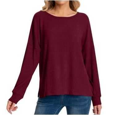 Jsarle Heavyweight Hoodie Long Sleeve Casual Shirts for Women Yoga Crop Tops for Women Fleece Half Zip Pullover Women Long Sweatshirt Full Zip Hoodies for Women Wine XL