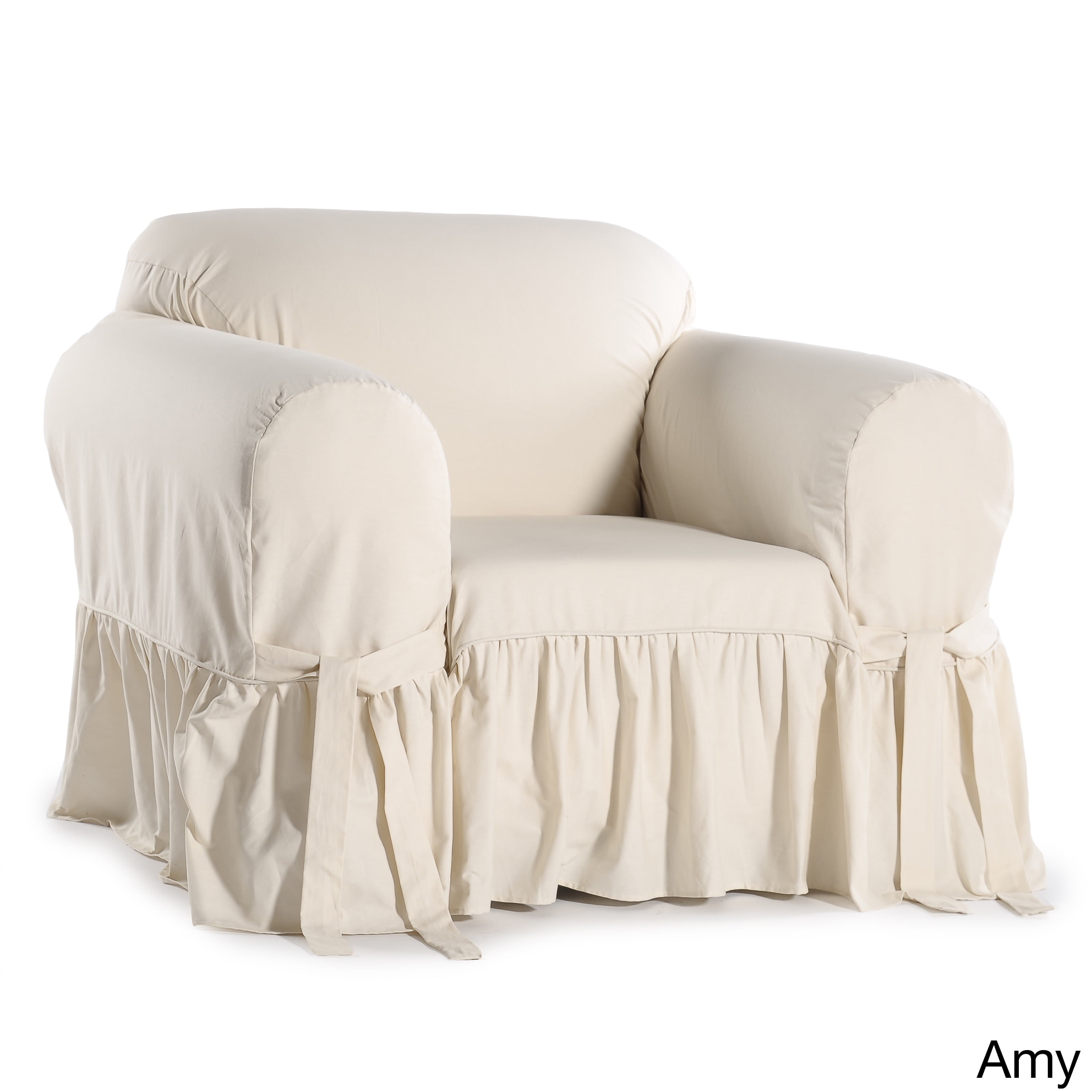 Classic Slipcovers Ruffled Cotton Arm Chair Slipcover ...