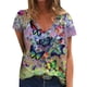 thumbnail image 1 of Pntutb moda mujer impresión cuello en V camiseta manga corta Casual camiseta tops blusa Pntutb Pntutb-4790, 1 of 5