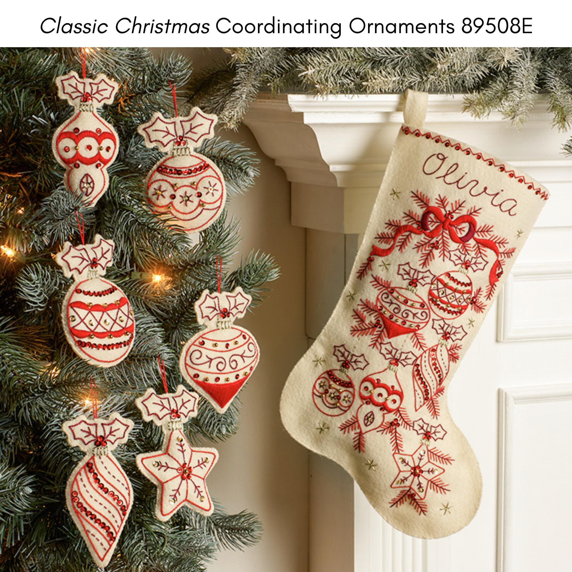19 Inch Hanging Christmas Stocking Kits Felt Applique Classic