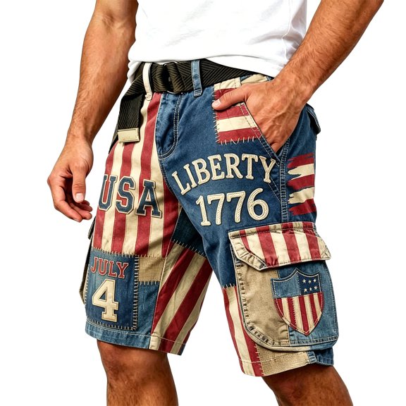 xfsWaSs Cargo Shorts for Men Independence Day Cargo Shorts Casual Summer Outdoor Activities Patriotic 4th Of July Short With Pockets Work Short Pants