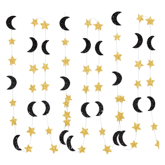 Luoshdecor Gold Star and Blue Moon Garlands,Twinkle Little Star Hanging Banner for Home Decoration