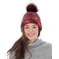 thumbnail image 2 of Arctic Paw Heathered Multicolor Knit Beanie with Faux Fur Pompom,Mix Burgundy, 2 of 2