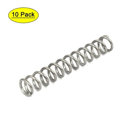 

1mmx7mmx45mm 304 Stainless Steel Compression Springs Silver Tone 10pcs