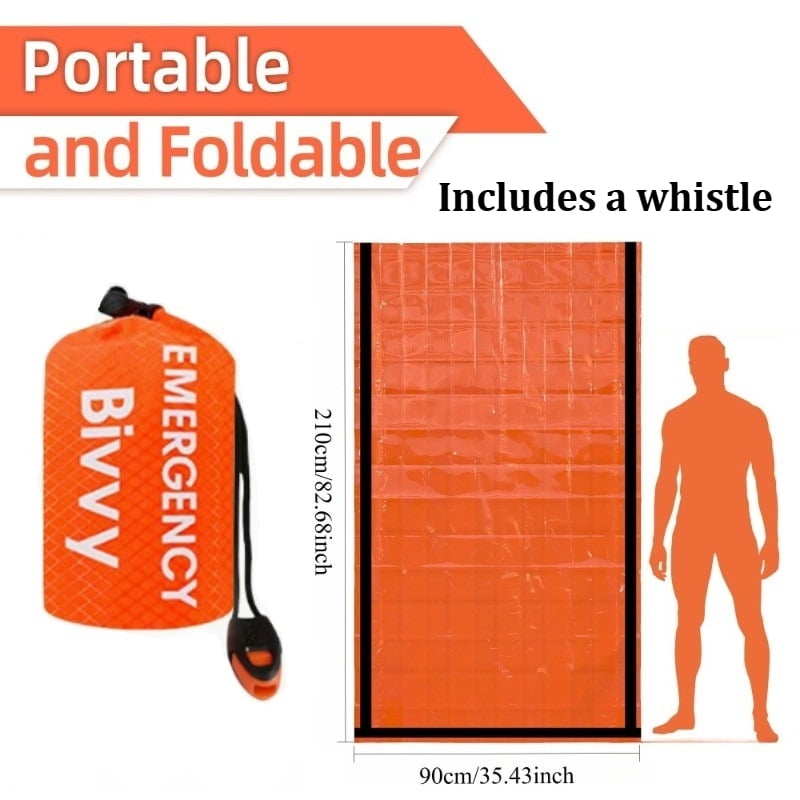 8Pcs Emergency Sleeping Bag Survival Bivy Sack, Lightweight Thermal Mylar Blanket Waterproof Windproof, Compact Outdoor Emergency Shelter Gear for Camping Hiking Backpacking Preparedness, Orange