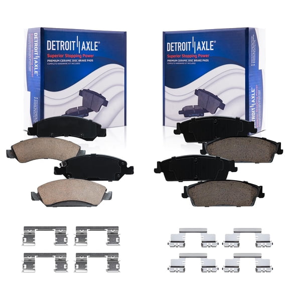 Detroit Axle - Brake Pads for Chevy GMC Silverado Sierra Suburban Yukon XL 1500 Avalanche Tahoe Cadillac Escalade ESV EXT Ceramic Brake Pads Front & Rear Replacement Brakes [Rear Disc Models]