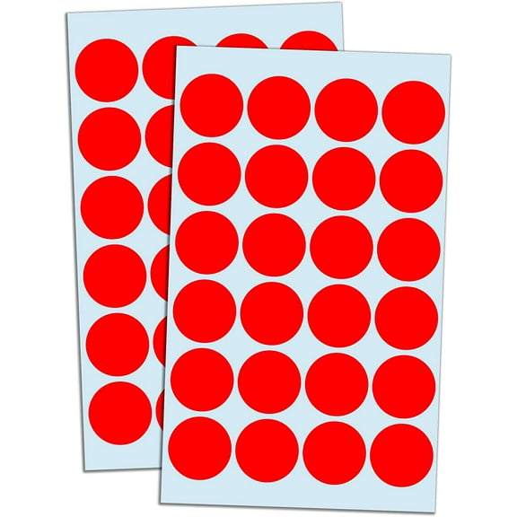 1200 Pack, 1" Round Dot Stickers Circle Labels - Red