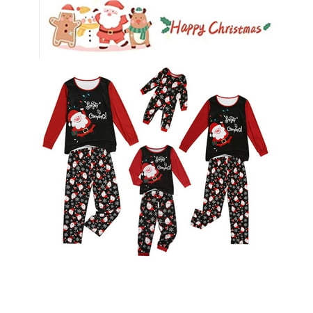 

Sunisery Christmas Pajamas for Family Christmas Pjs Matching Sets Santa Claus Print Holiday Loungewear Xmas Sleepwear for Adult Kids Baby