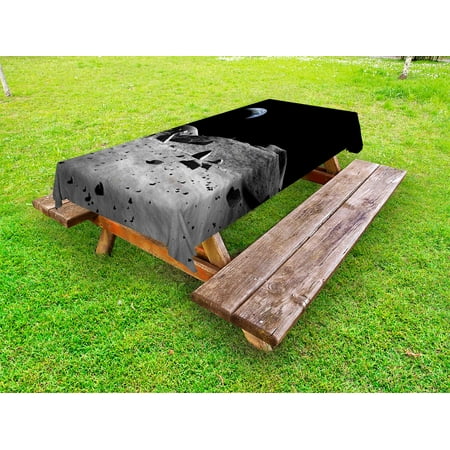 

Moon Outdoor Tablecloth Earth Seen From the Moon Space Debris Vast Universe Day and Night Cycle Photography Decorative Washable Fabric Picnic Tablecloth 58 X 104 Inches Black Grey by Ambesonne