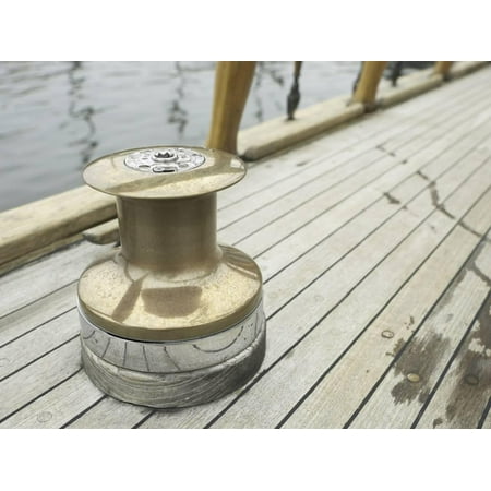 Brass Pier Base - Brass Boat Moor on Wooden Pier Print Wall Art