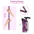 thumbnail image 3 of Bastón plegable MFE, portátil, ajustable en 5 niveles de altura, con diseño plegable, correa de muñeca y mango en T para hombres y mujeres, diseño floral morado., 3 of 5