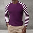 thumbnail image 3 of YANGXINX Men's Long Sleeve T Shirt Waffle Knit Striped Color Block Crewneck Casual Top Soft Breathable Comfort Relaxed Fit Tees, 3 of 4