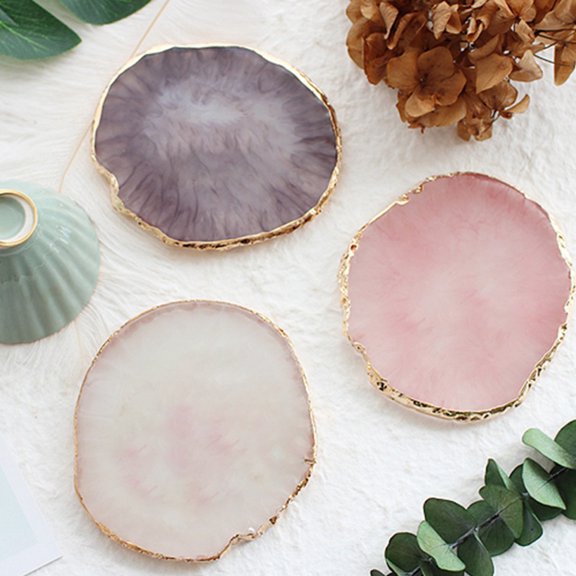 Round Resin Tray,Agate Coaster 3-4 in ,Modern Candle Holder Tray Home Decor