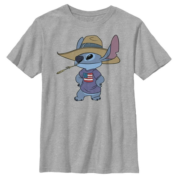 Boy's Lilo & Stitch American Pride Graphic Tee Athletic Heather Small