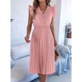 thumbnail image 6 of Women Summer Elegant Ruffle Sleeve Dress Semi Formal Boho Outfits Pink M, 6 of 9
