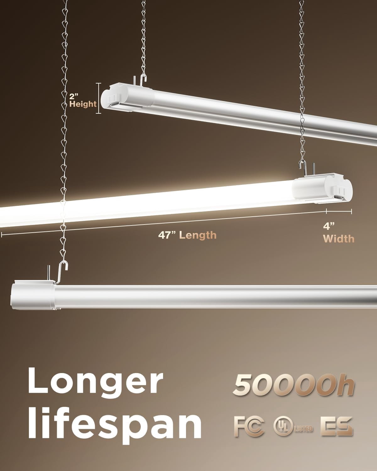 Sunco 10 Pack LED Shop Lights for Workshop 4FT, Linkable Garage Lighting, 4500 LM, 40W (150W Equivalent), 6000K Daylight Deluxe, Surface + Suspension Mount, 48 Inch Integrated Fixture, White.