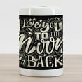 thumbnail image 2 of Saying Ceramic Toothbrush Holder, I Love You to the Moon and Back Lettering Ornaments Illustration, Decorative Versatile Countertop for Bathroom, 4.5" X 2.7", Charcoal Grey and Champagne, 2 of 4