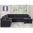 thumbnail image 4 of Hybition Modern Chenille Sofa Pull out Sofabed & Multifunctional Console-Grey, 4 of 9